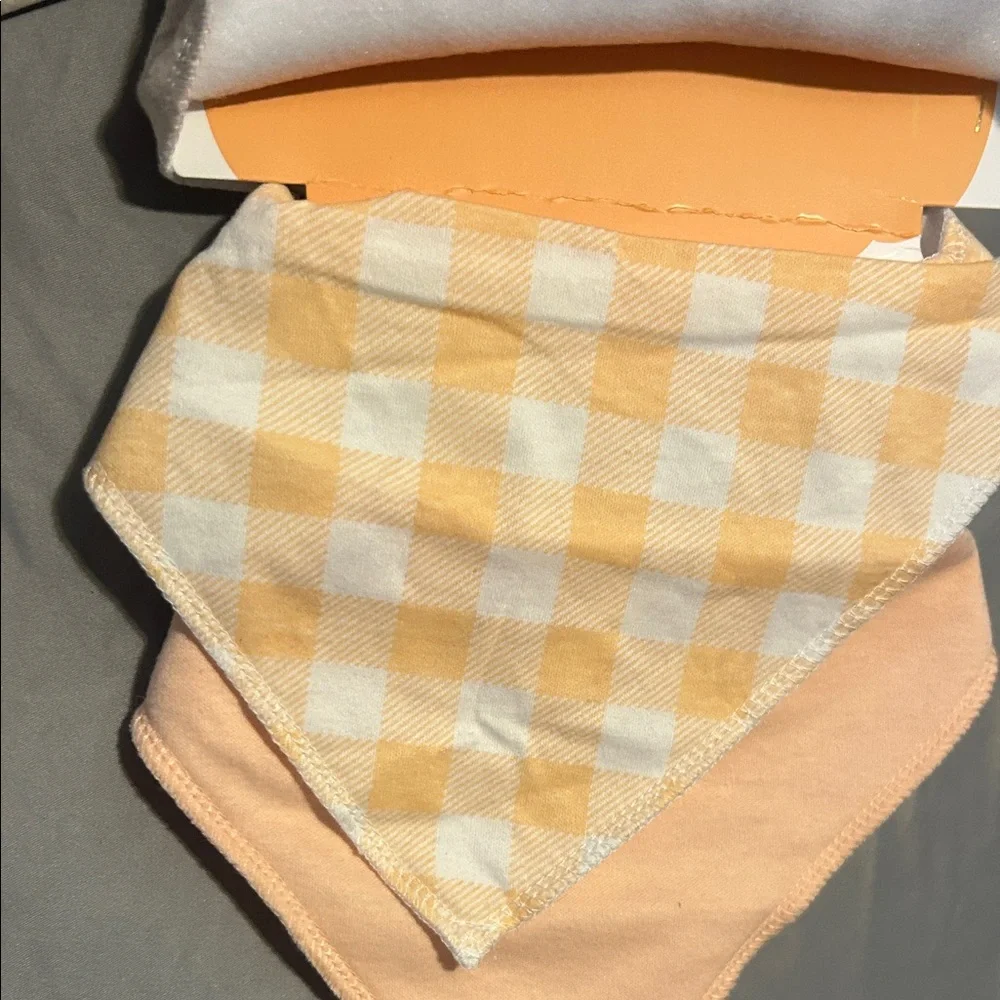 Little Pumpkin Bandana Bibs - Gray(w/ embroidery), Yellow (Plaid) and Orange
